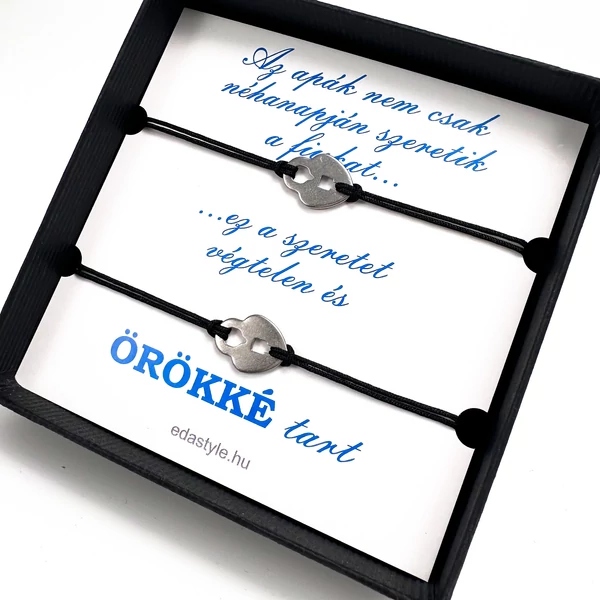 Apa-Fia zsineg karkötő lakat medállal Fekete