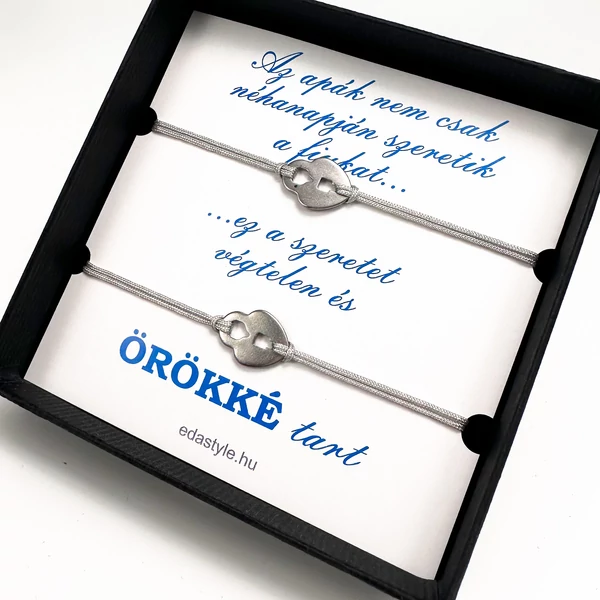 Apa-Fia zsineg karkötő lakat medállal Szürke