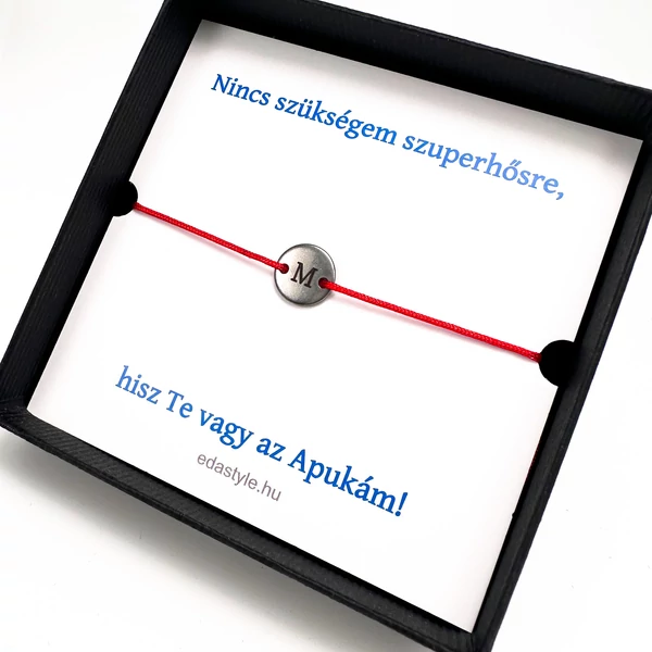 Szuperhős zsineg karkötő gravírozható kör medállal Piros