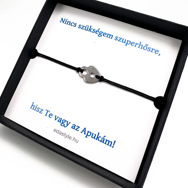 Szuperhős zsineg karkötő lakat medállal Fekete