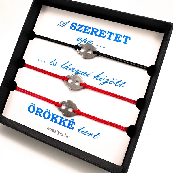 Apa-Lányai zsineg karkötő lakat medállal Fekete-Prios