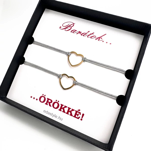 Arany szíves barátság karkötő szürke