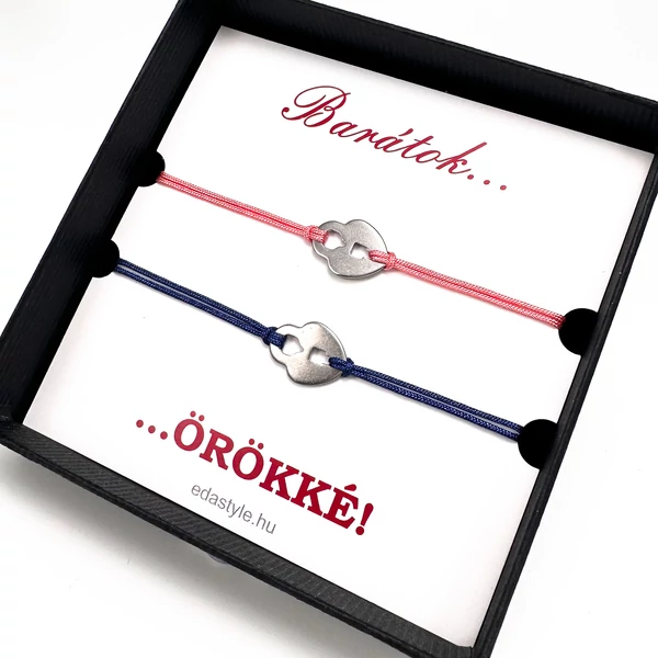 Lakat medálos barátság karkötő rózsaszín kék