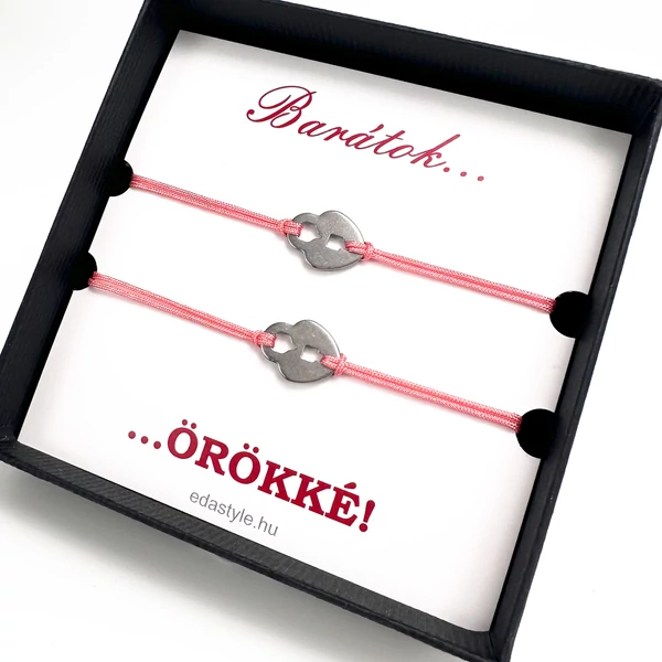 Lakat medálos barátság karkötő rózsaszín