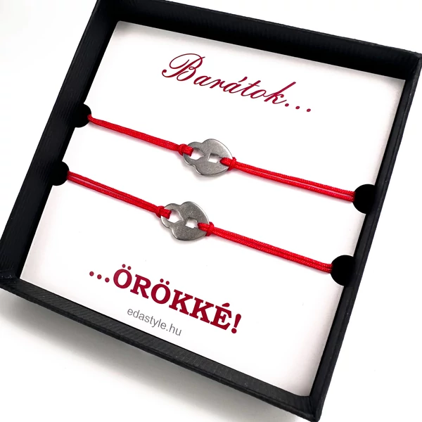 Lakat medálos barátság karkötő piros