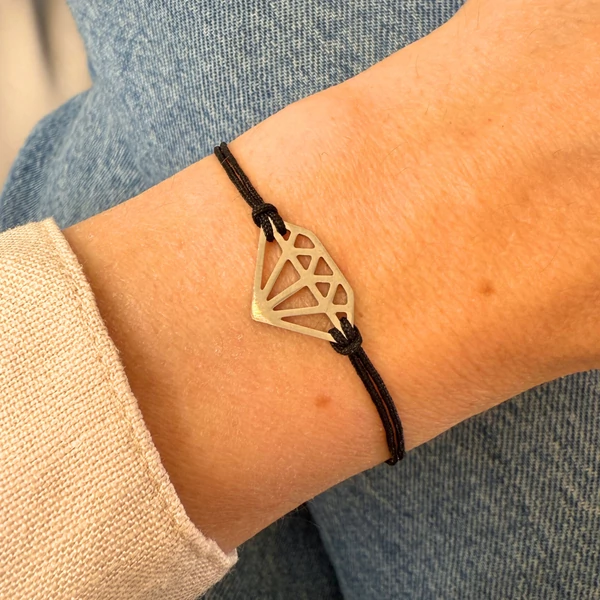 Gyémánt zsineg karkötő ezüst