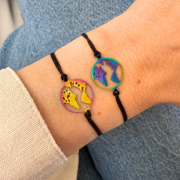 Földgömb zsineg karkötő 