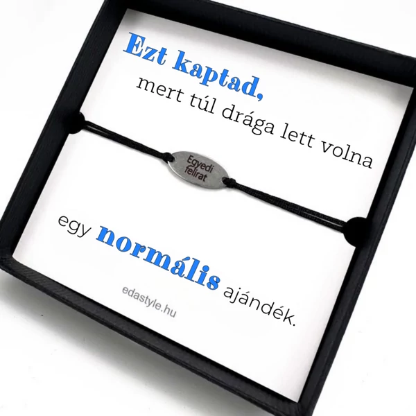 Ez kaptad karkötő EGYEDI gravírozható ovális medállal Fekete