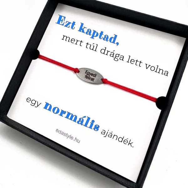 Dirty Cord - Ez kaptad karkötő EGYEDI gravírozható ovális medállal Piros