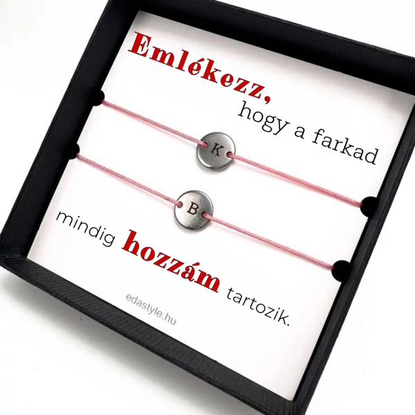 Hozzám tartozol Páros karkötő EGYEDI gravírozható kör medállal Rózsaszín