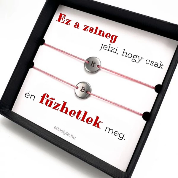 Fűzhetlek Páros karkötő EGYEDI gravírozható kör medállal Rózsaszín