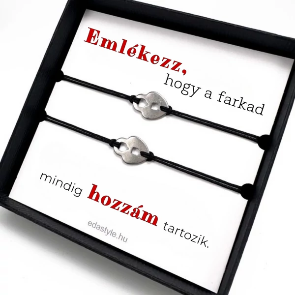 Hozzám tartozol Páros karkötő lakat medállal Fekete