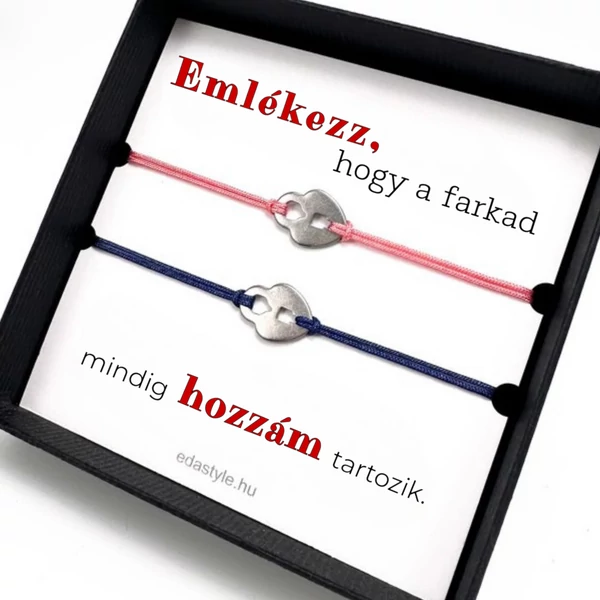 Hozzám tartozol Páros karkötő lakat medállal Kék-Rózsaszín