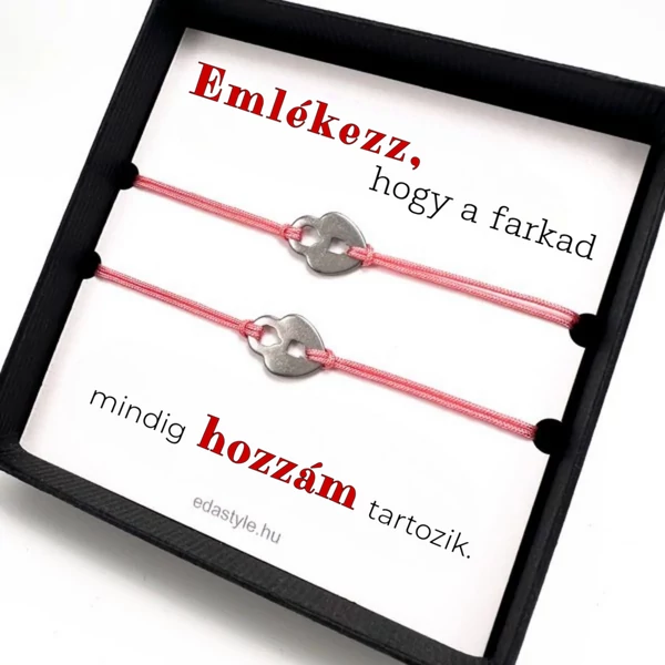 Hozzám tartozol Páros karkötő lakat medállal Rózsaszín