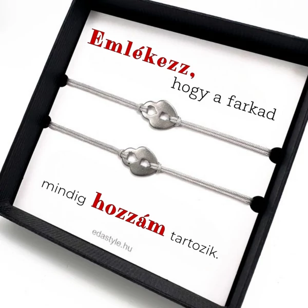 Hozzám tartozol Páros karkötő lakat medállal Szürke