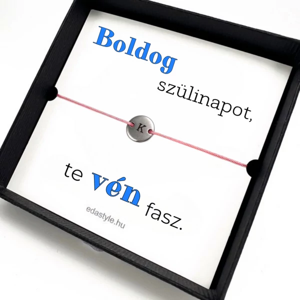 Vén fasz karkötő EGYEDI gravírozható kör medállal Rózsaszín