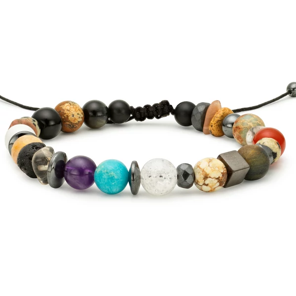 Agate and matte onyx rosegold zircon ball beaded bracelet