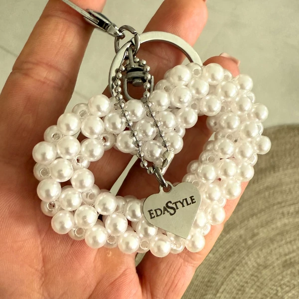 Mini Szív kulcstartó Gyöngyház