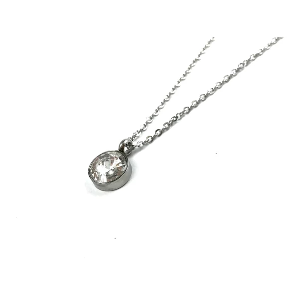 Silver steel necklace with howlite