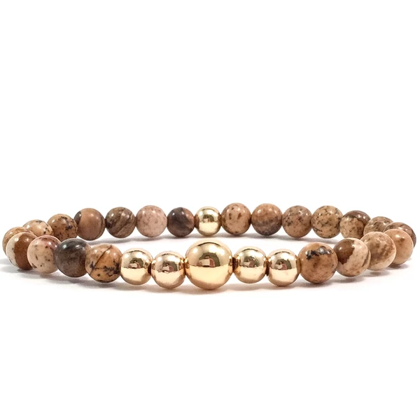 Jáspis arany gyöngy karkötő