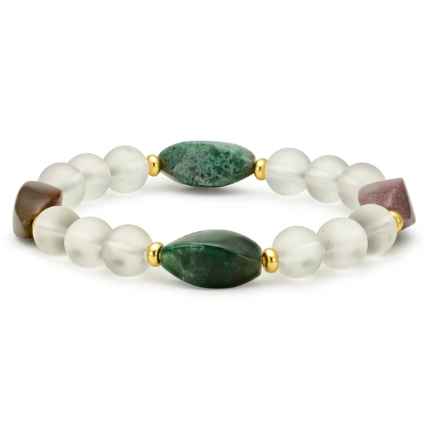 Matte onyx with rainbow pearl bracelet