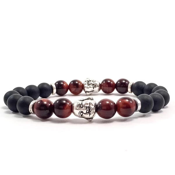 Matte onyx and cat's eye rich buddha bracelet 