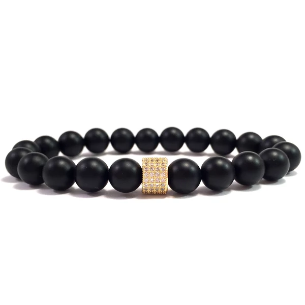 Matte onyx one gold ring bracelet