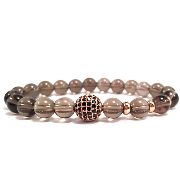 Füstkvarc rozé cirkon labdás karkötő