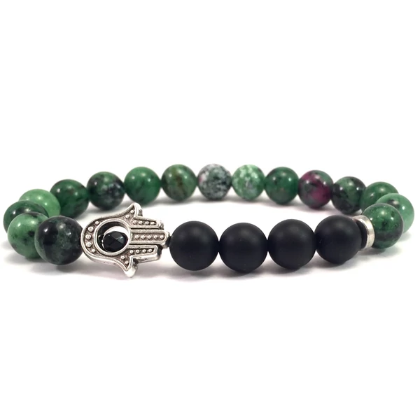 Zoizit and matte onyx hamsa bracelet 