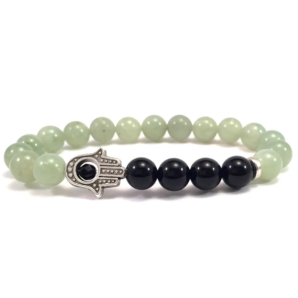 Jade and onyx hamsa bracelet 