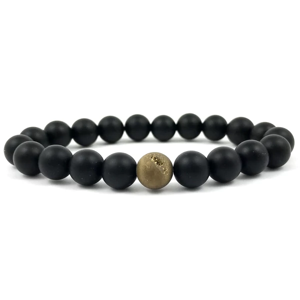 Matt ónix és arany achát fleck karkötő 