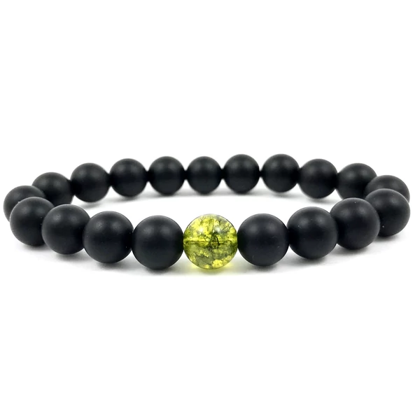 Matt ónix és olivin jáde fleck karkötő 