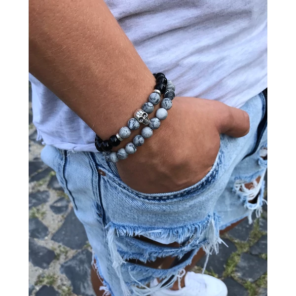 Onyx skull bracelet 