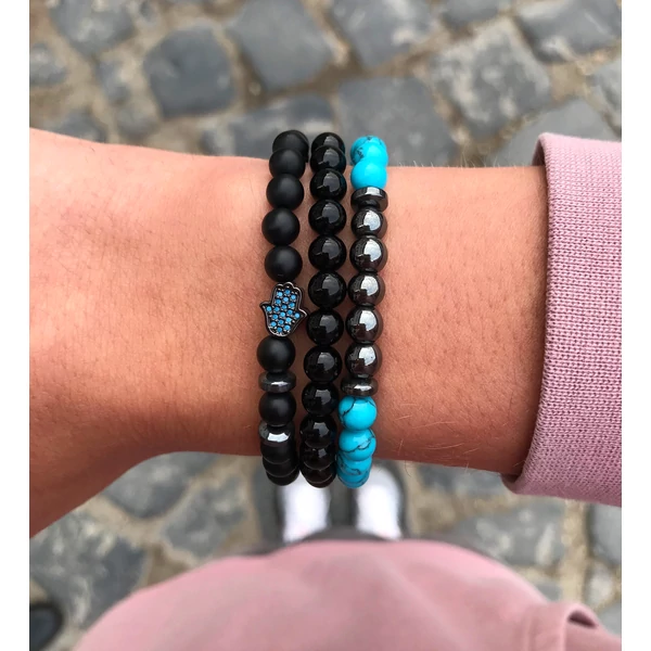 Matte onyx and hematite bracelet 