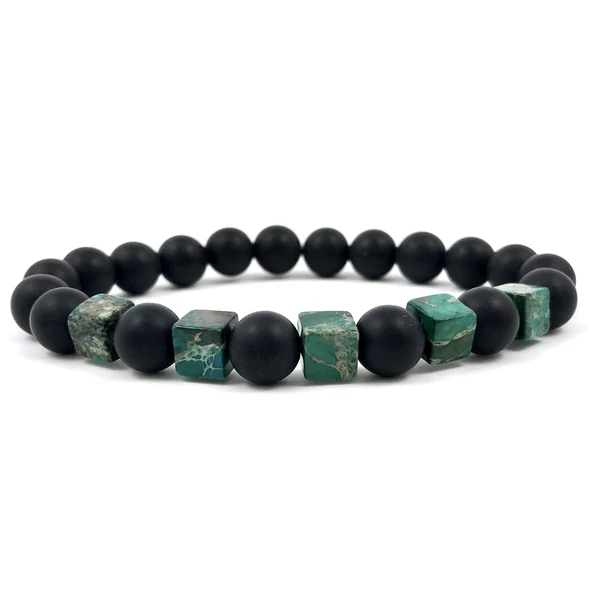 Matt ónix regalite kockás karkötő 