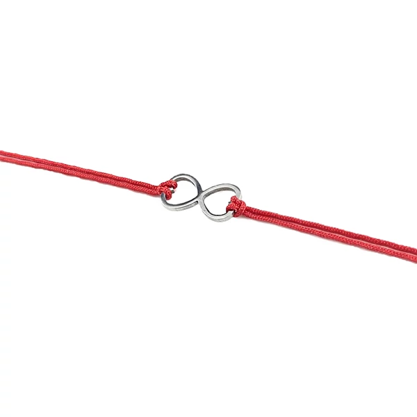 Végtelen jeles piros zsineg karkötő