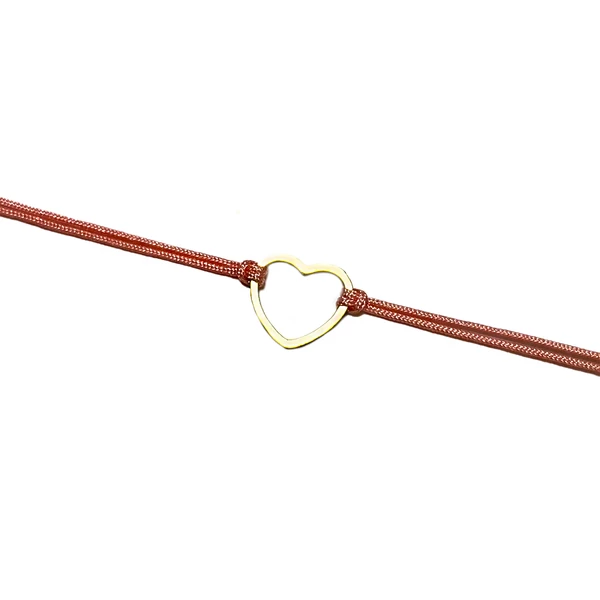 Arany szíves barack zsineg karkötő