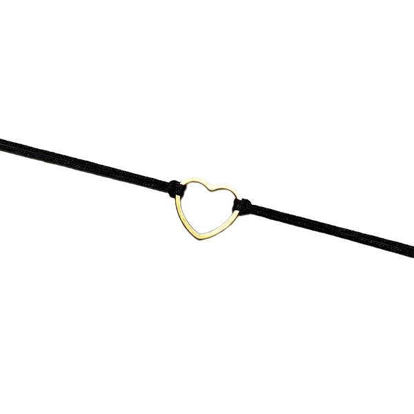 Arany szíves fekete zsineg karkötő