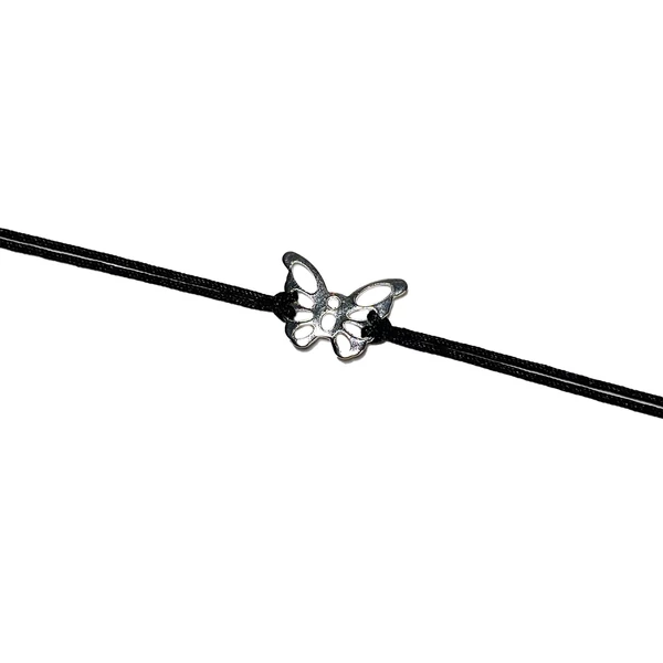 Ezüst pillangós zsineg karkötő