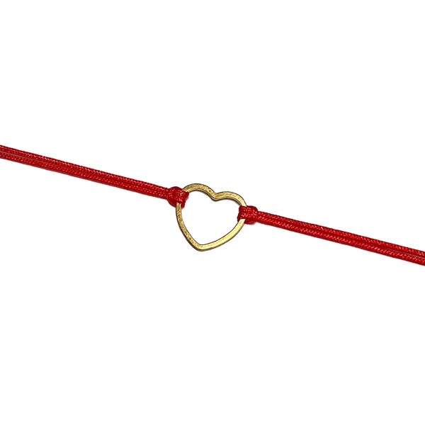 Arany szíves piros zsineg karkötő