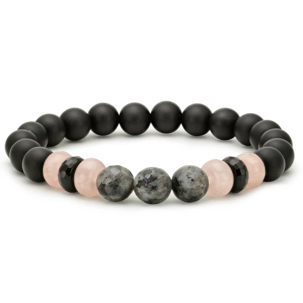 Matte onyx with rainbow pearl bracelet