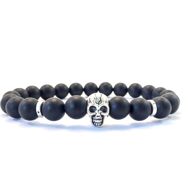 Matt ónix koponyás karkötő FF