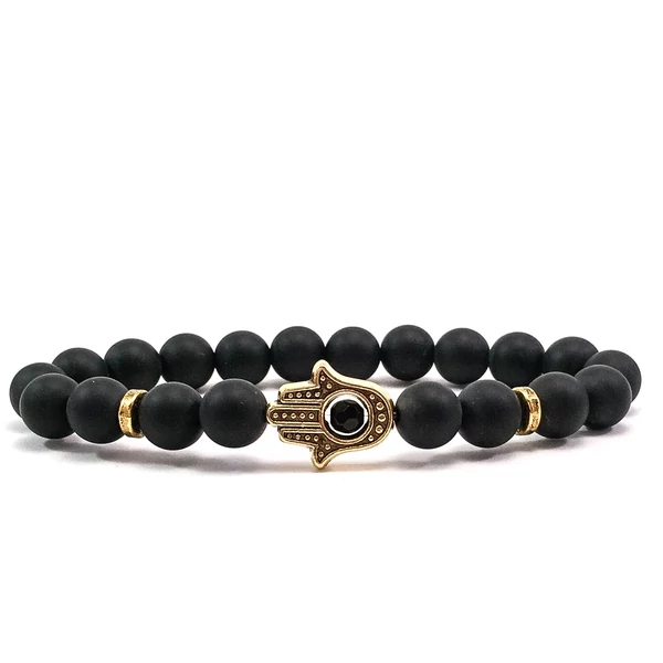 Matte onyx gold hamsa bracelet