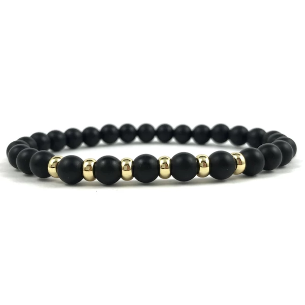 Matt ónix arany gyűrűs karkötő