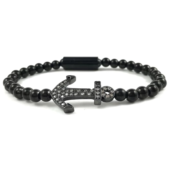 Black steel anchor bracelet 