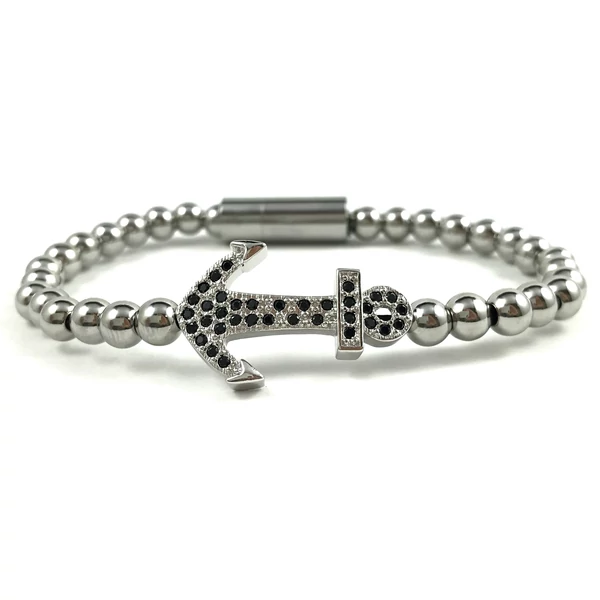 Silver steel anchor bracelet 