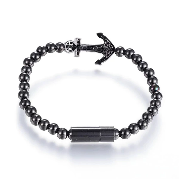 Black steel anchor bracelet 