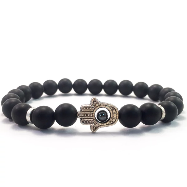 Matte onyx hamsa bracelet 