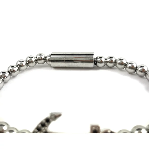 Silver steel anchor bracelet 