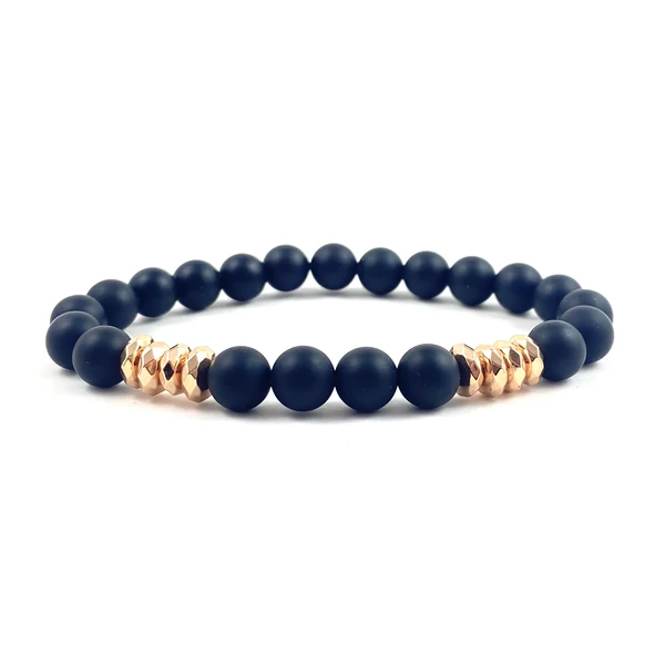 Matt ónix rozé rondeles férfi karkötő